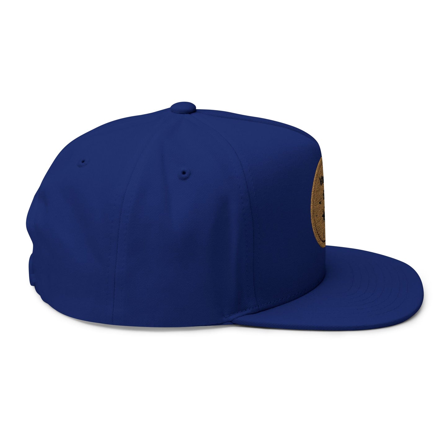 Vanta Sea Embroidered Flat Bill Cap — Palm Tree Cork Patch Snapback Hat