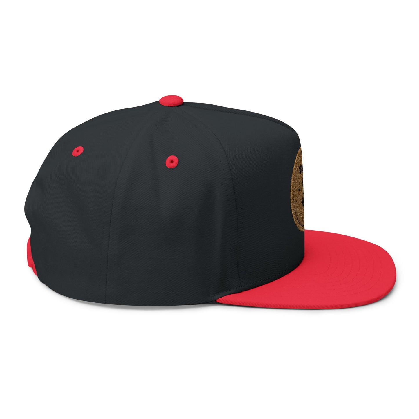 Vanta Sea Embroidered Flat Bill Cap — Palm Tree Cork Patch Snapback Hat