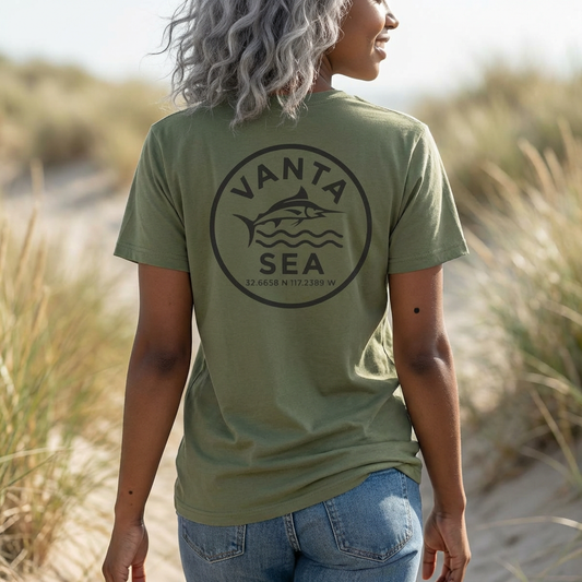 Vanta Sea Logo T-Shirt | Ocean Wave Badge Tee