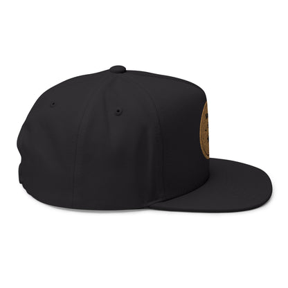 Vanta Sea Embroidered Flat Bill Cap — Palm Tree Cork Patch Snapback Hat