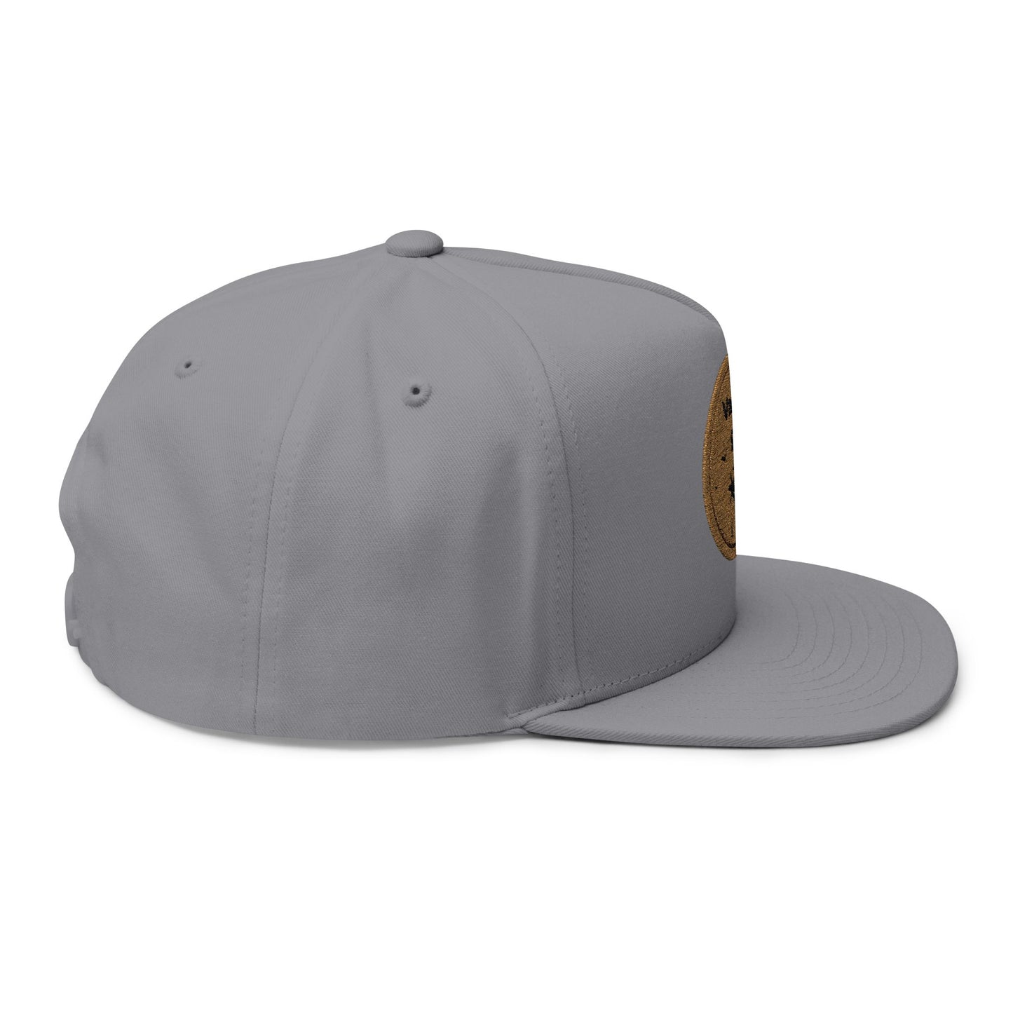 Vanta Sea Embroidered Flat Bill Cap — Palm Tree Cork Patch Snapback Hat