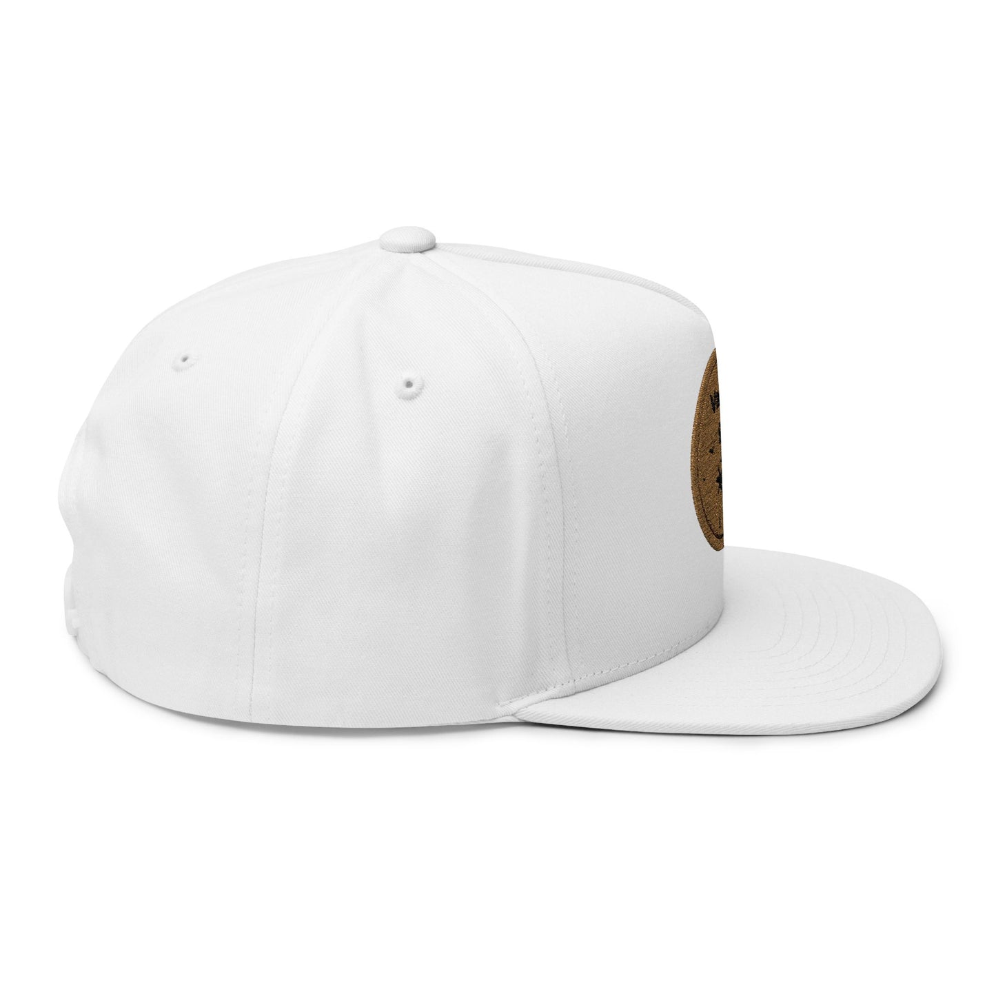 Vanta Sea Embroidered Flat Bill Cap — Palm Tree Cork Patch Snapback Hat