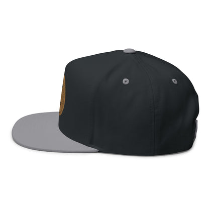 Vanta Sea Embroidered Flat Bill Cap — Palm Tree Cork Patch Snapback Hat