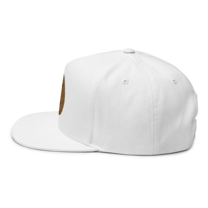 Vanta Sea Embroidered Flat Bill Cap — Palm Tree Cork Patch Snapback Hat