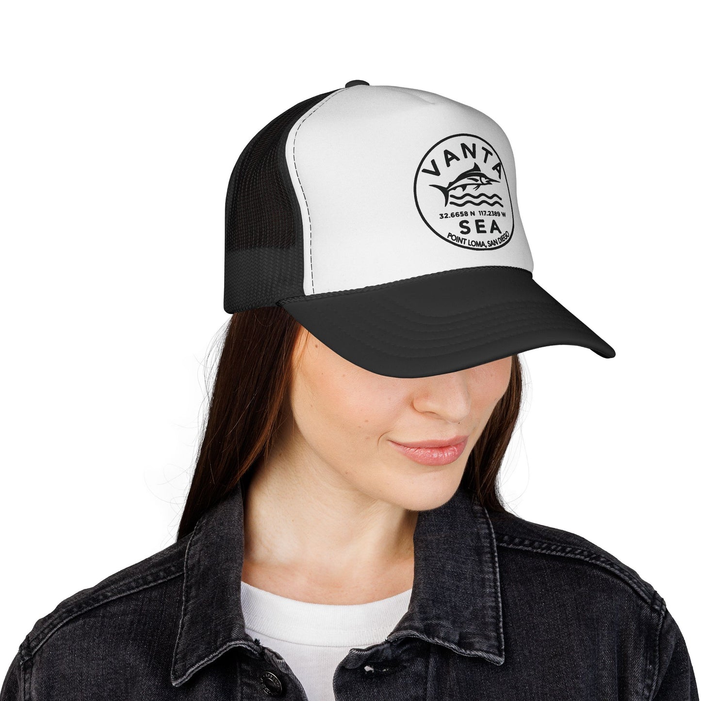 Vanta Sea Trucker Hat — Vintage Surf Logo Mesh Cap for Beach & Boating