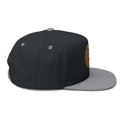 Vanta Sea Embroidered Flat Bill Cap — Palm Tree Cork Patch Snapback Hat